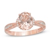 Thumbnail Image 1 of Oval Morganite and 1/4 CT. T.W. Diamond Engagement Ring in 14K Rose Gold