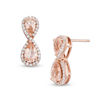 Thumbnail Image 1 of Pear-Shaped Morganite and 1/4 CT. T.W. Diamond Infinity Drop Earrings in 10K Rose Gold