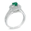 Thumbnail Image 2 of 5.0mm Lab-Created Emerald and White Sapphire Double Frame Ring in Sterling Silver