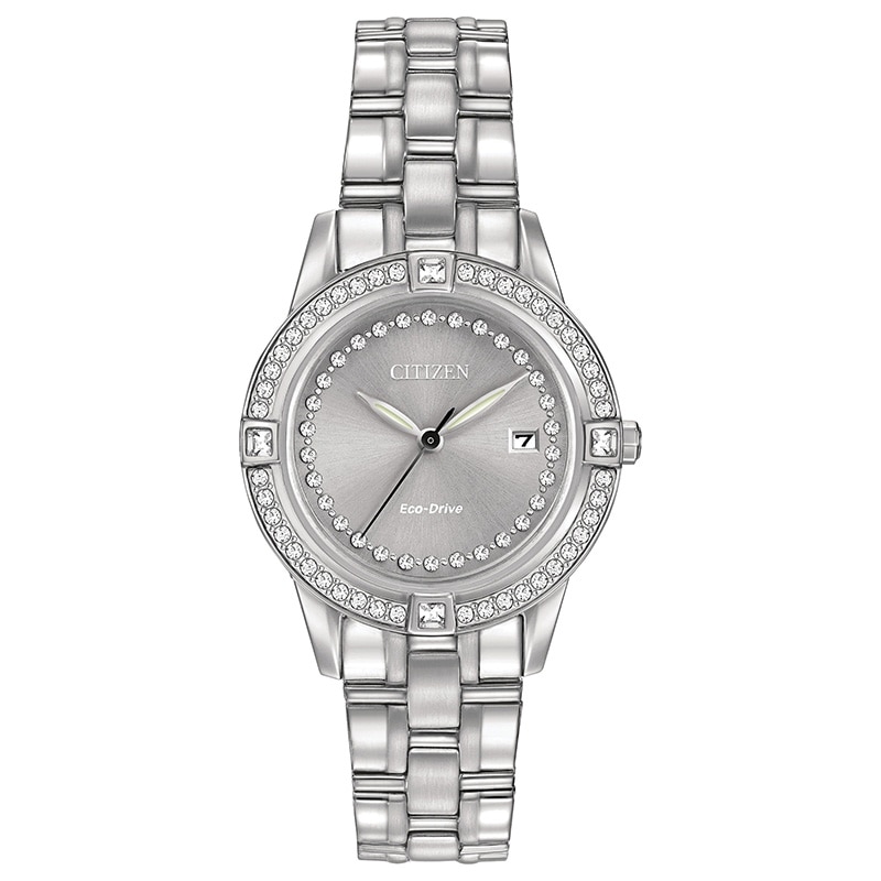 Ladies' Citizen Eco-Drive® Crystal Accent Silhouette Watch with Silver Dial (Model: FE1150-58H)