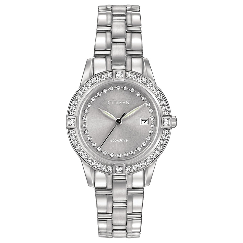 Main Image 1 of Ladies' Citizen Eco-Drive® Crystal Accent Silhouette Watch with Silver Dial (Model: FE1150-58H)