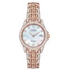 Thumbnail Image 1 of Ladies' Citizen Eco-Drive® Silhouette Crystal Accent Rose-Tone Watch with Mother-of-Pearl Dial (Model: EW1228-53D)