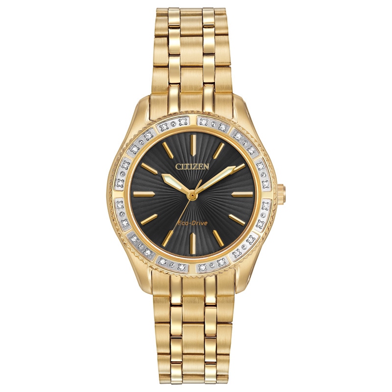 Main Image 1 of Ladies' Citizen Eco-Drive® Carina Diamond Accent Watch with Black Dial (Model: EM0242-51E)