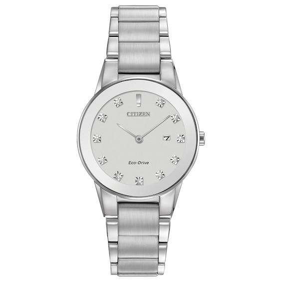 Ladies' Citizen Eco-DriveÂ® Axiom Diamond Accent Watch with Silver-Tone Dial (Model: Ga1050-51B)