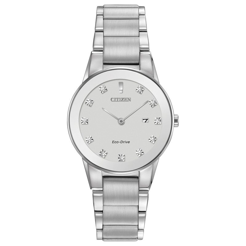 Ladies' Citizen Eco-Drive® Axiom Diamond Accent Watch with Silver-Tone Dial (Model: GA1050-51B)