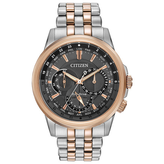 Men's Citizen Eco-DriveÂ® Calendrier Watch with Grey Dial (Model: Bu2026-57H)