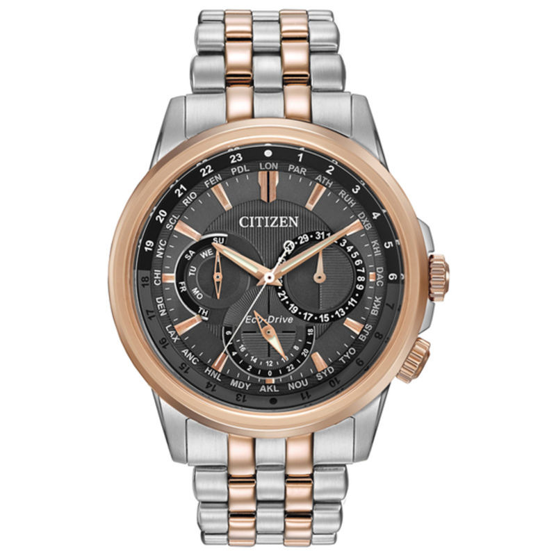 Men's Citizen Eco-Drive® Calendrier Watch with Grey Dial (Model: BU2026-57H)