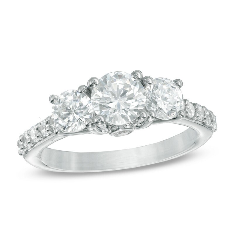 Main Image 1 of Celebration Lux® 2 CT. T.W. Diamond Three Stone Ring in 14K White Gold (I/SI2)
