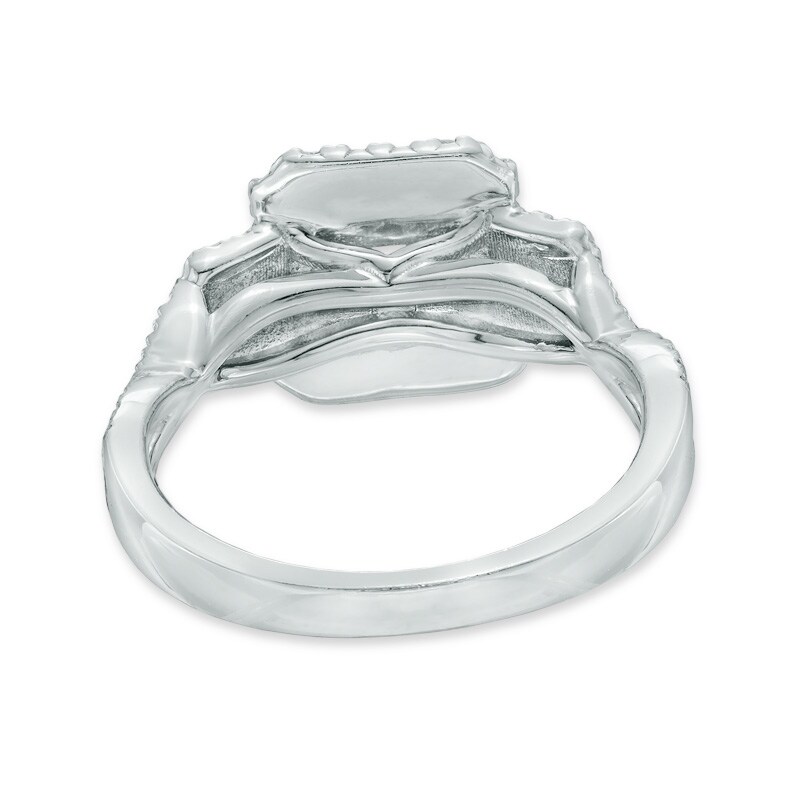 Main Image 3 of 1 CT. T.W. Certified Emerald-Cut Diamond Past Present Future® Engagement Ring in 14K White Gold (J/I1)