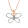 Thumbnail Image 0 of Lab-Created White Sapphire Butterfly Pendant in Sterling Silver with 14K Rose Gold Plate
