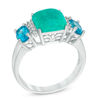 Thumbnail Image 2 of 8.0mm Square Turquoise, Swiss Blue Topaz and Lab-Created White Sapphire Ring in Sterling Silver