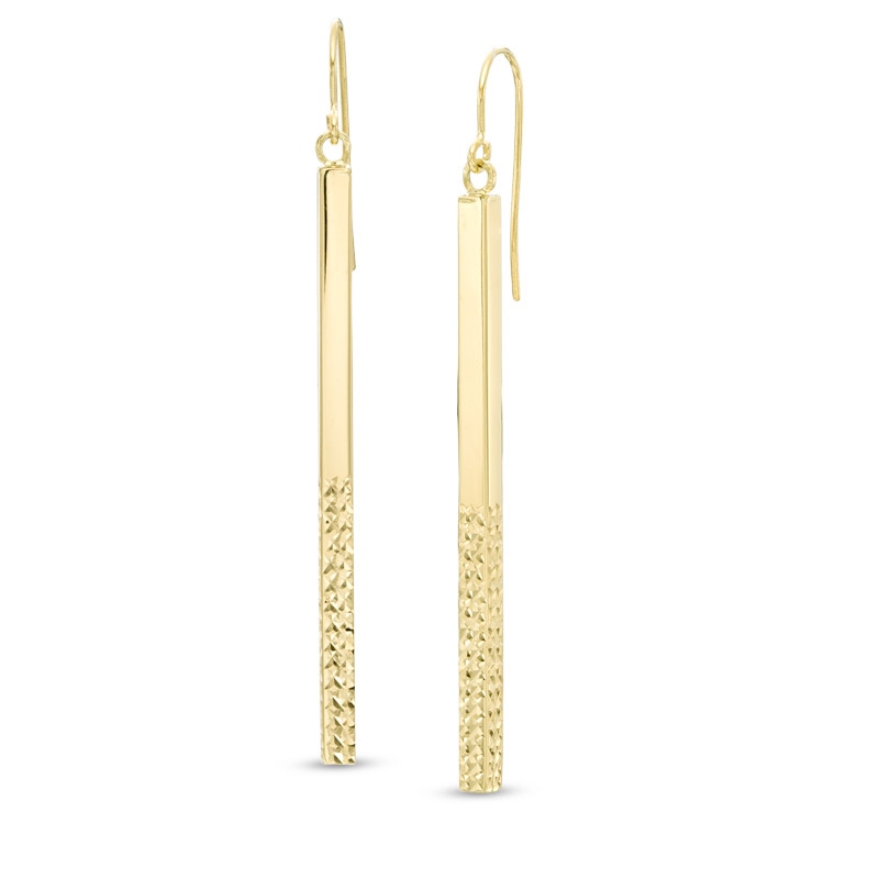 Main Image 1 of Diamond-Cut Matchstick Drop Earrings in 10K Gold