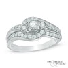 Thumbnail Image 1 of 1/2 CT. T.W. Diamond Past Present Future® Swirl Engagement Ring in 14K White Gold