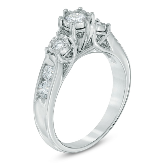 3/4 CT. T.w. Diamond Past Present Future® Engagement Ring in 14K White Gold