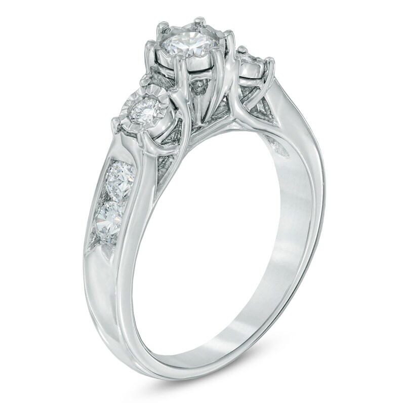 Main Image 2 of 3/4 CT. T.W. Diamond Past Present Future® Engagement Ring in 14K White Gold