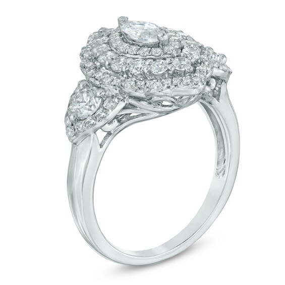 1-1/2 CT. T.w. Marquise Diamond Past Present FutureÂ® Frame Engagement Ring in 14K White Gold