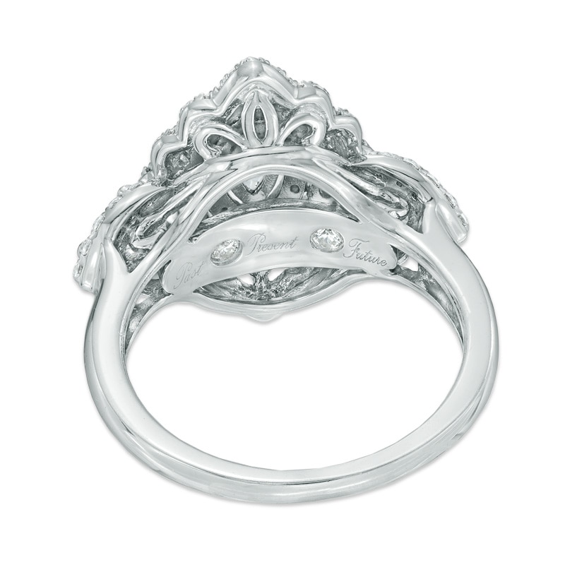 1-1/2 CT. T.W. Marquise Diamond Past Present Future® Frame Engagement Ring in 14K White Gold