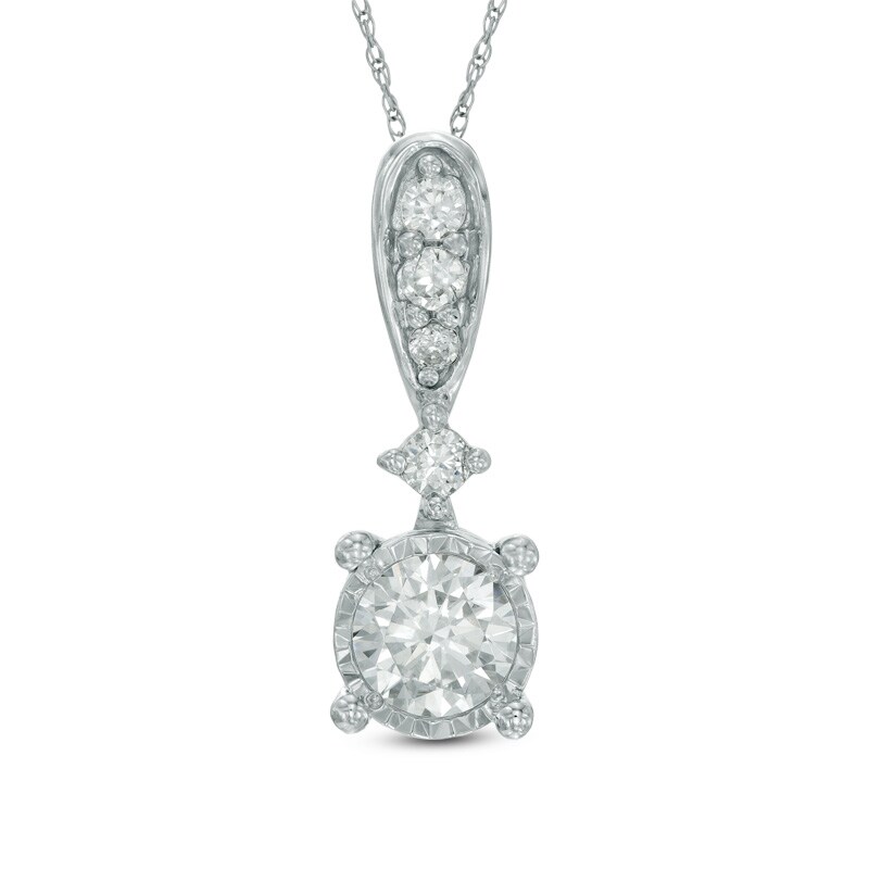 Main Image 1 of 1/2 CT. T.W. Diamond Drop Pendant in 10K White Gold