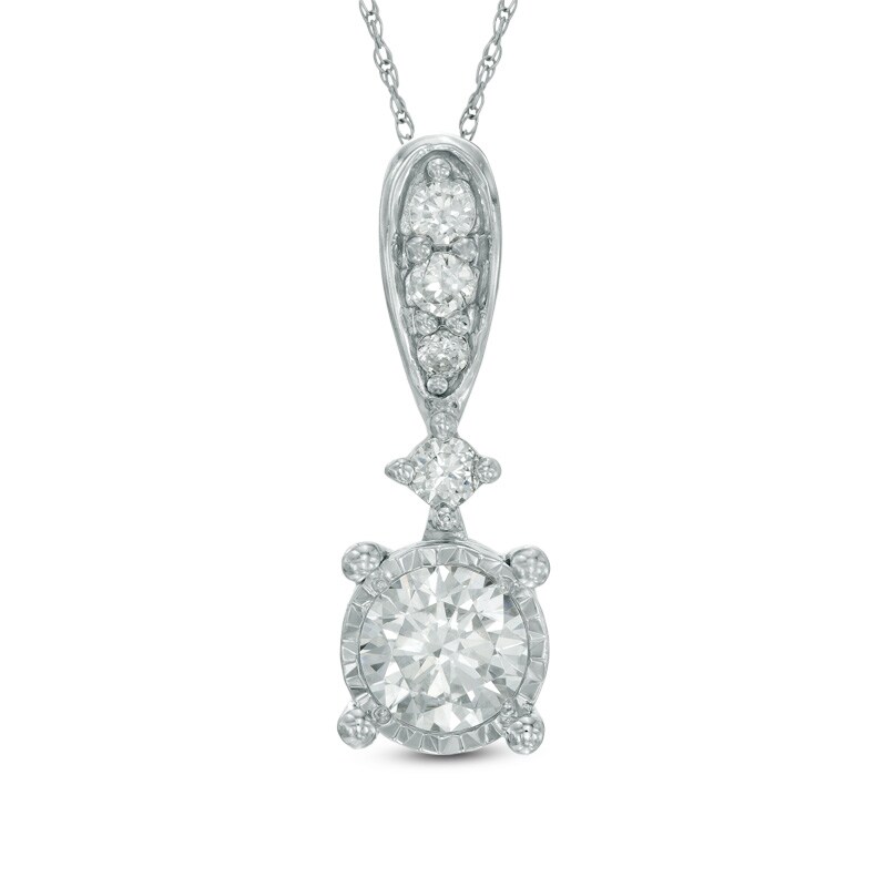 1/2 CT. T.W. Diamond Drop Pendant in 10K White Gold