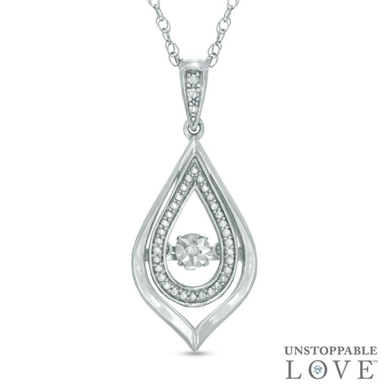 Diamond Accent Beaded Teardrop Pendant in Sterling Silver