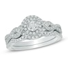 Thumbnail Image 1 of 1/2 CT. T.W. Diamond Frame Vintage-Style Bridal Set in 14K White Gold