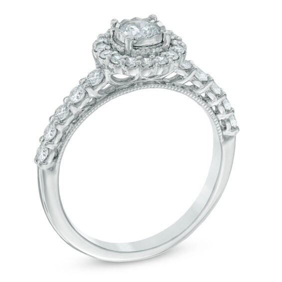 3/4 CT. T.w. Diamond Scallop Frame Engagement Ring in 14K White Gold