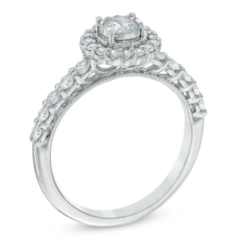 3/4 CT. T.W. Diamond Scallop Frame Engagement Ring in 14K White Gold