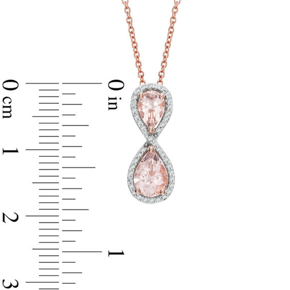 Pear-Shaped Morganite and 1/8 CT. T .W. Diamond Infinity Pendant in 10K Rose Gold