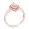 Thumbnail Image 1 of Marquise-Cut Morganite and 1/10 CT. T.W. Diamond Double Frame Ring in 10K Rose Gold