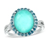Thumbnail Image 1 of Oval Turquoise, London Blue Topaz and Lab-Created White Sapphire Doublet Ring in Sterling Silver