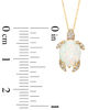 Thumbnail Image 2 of Oval Lab-Created Opal and Diamond Accent Turtle Pendant in Sterling Silver with 14K Gold Plate