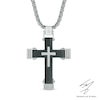 Thumbnail Image 1 of Men's 1/5 CT. T.W. Diamond Cross Pendant in Two-Tone Stainless Steel - 24"