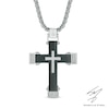 Thumbnail Image 0 of Men's 1/5 CT. T.W. Diamond Cross Pendant in Two-Tone Stainless Steel - 24"