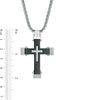 Thumbnail Image 2 of Men's 1/5 CT. T.W. Diamond Cross Pendant in Two-Tone Stainless Steel - 24"