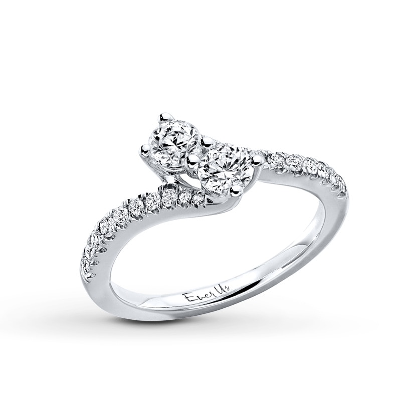 Main Image 3 of Ever Us® 1 CT. T.W. Two-Stone Diamond Bypass Ring in 14K White Gold