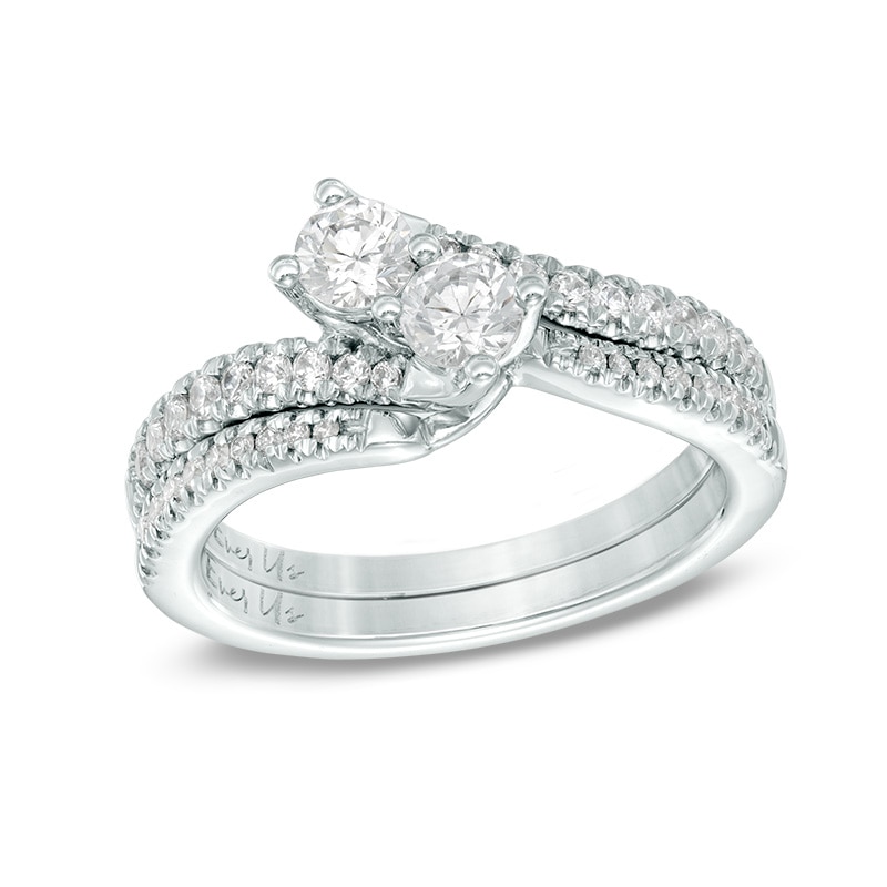 Main Image 4 of Ever Us® 1 CT. T.W. Two-Stone Diamond Bypass Ring in 14K White Gold