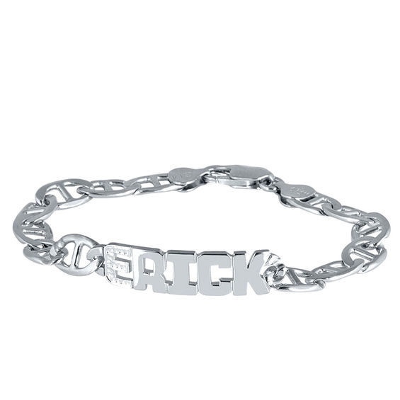 Men s Nameplate ID Bracelet in Sterling Silver 8 Characters 8.0 Zales