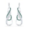 Thumbnail Image 1 of 1/3 CT. T.W. Enhanced Green and White Diamond Double Infinity Drop Earrings in Sterling Silver