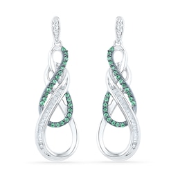 1/3 CT. T.W. Enhanced Green and White Diamond Double Infinity Drop Earrings in Sterling Silver