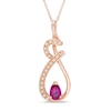 Thumbnail Image 1 of Pear-Shaped Lab-Created Ruby and Diamond Accent Twist Pendant in 10K Rose Gold