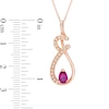 Thumbnail Image 2 of Pear-Shaped Lab-Created Ruby and Diamond Accent Twist Pendant in 10K Rose Gold