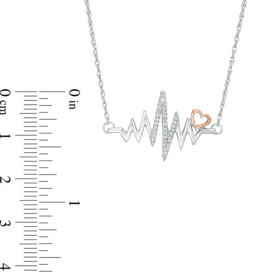 1/15 CT. T.W. Diamond Heartbeat with Heart Necklace in Sterling Silver and 10K Rose Gold 1/15 CT. T.W. Diamond Heartbeat with Heart Necklace in Sterling Silver and 10K Rose Gold