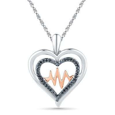 1/8 CT. T.W. Black Diamond Double Heart 