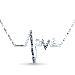 1/15 CT. T.W. Black Diamond Heartbeat "love" Necklace in Sterling Silver