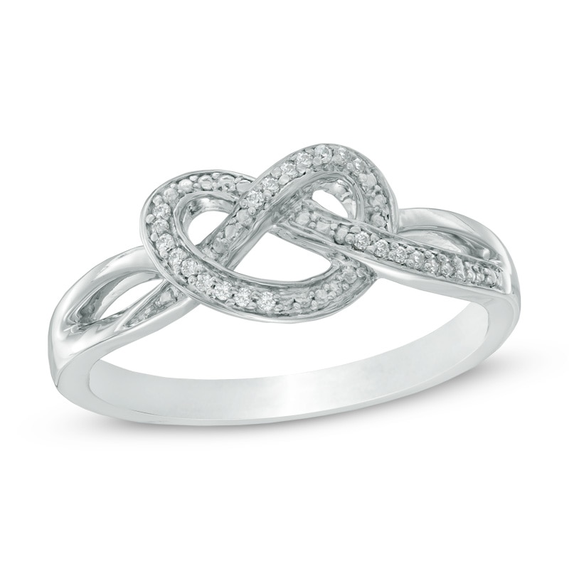 Diamond Accent Heart-Shaped Knot Split Shank Ring in Sterling Silver