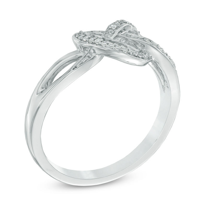 Diamond Accent Heart-Shaped Knot Split Shank Ring in Sterling Silver