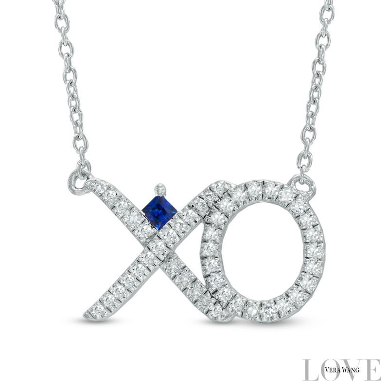 Main Image 1 of Vera Wang Love Collection 1/5 CT. T.W. Diamond "XO" Necklace in Sterling Silver