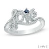 Thumbnail Image 0 of Vera Wang Love Collection 1/5 CT. T.W. Diamond and Blue Sapphire "Love" Ring in Sterling Silver