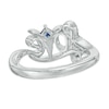 Thumbnail Image 2 of Vera Wang Love Collection 1/5 CT. T.W. Diamond and Blue Sapphire "Love" Ring in Sterling Silver