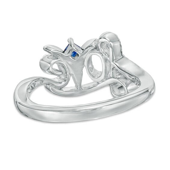 Vera Wang Love Collection 1/5 CT. T.w. Diamond and Blue Sapphire "Love" Ring in Sterling Silver